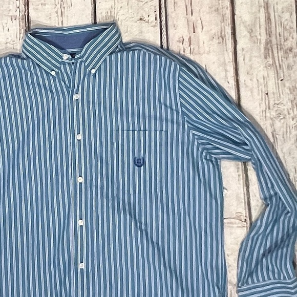 Mens Chaps Easy Care Striped Button Down Long Sleeve Casual Shirt - Picture 4 of 5